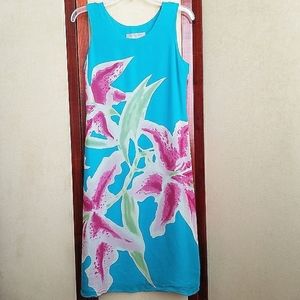 Carol Anderson Vintage Floral Silk Shift Column Dress 8